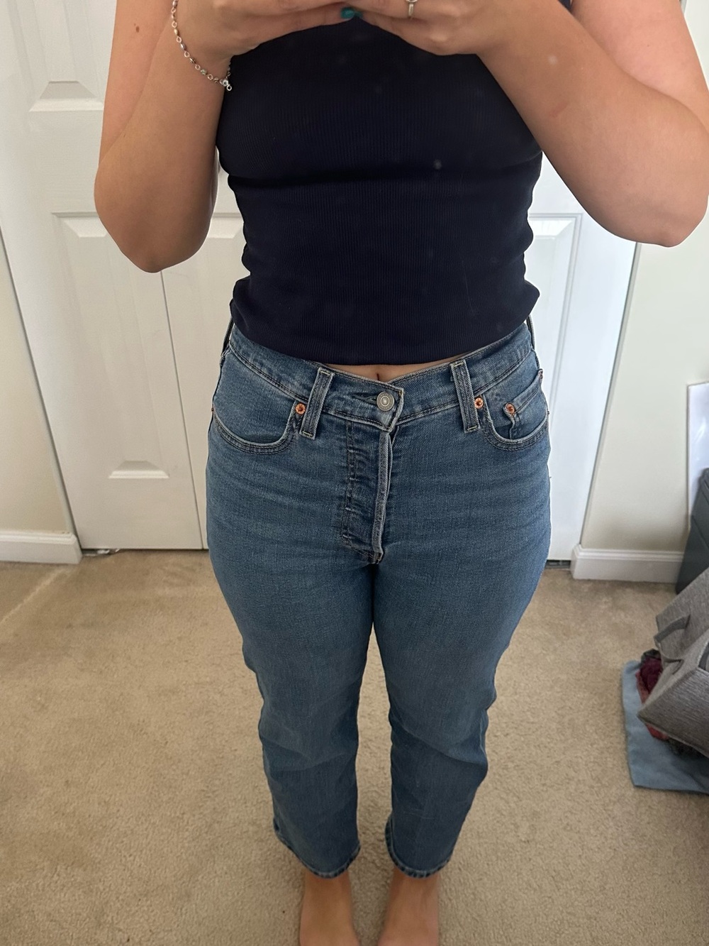Levi's High-Rise Straight Jeans - Medium Blue